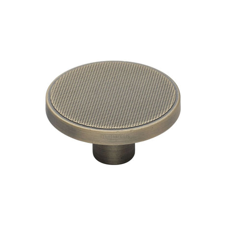 This is an image of a M.Marcus - Brooklyn Cabinet Knob Distressed Brass Finish, vf387-50-db that is available to order from T.H Wiggans Ironmongery in Kendal.
