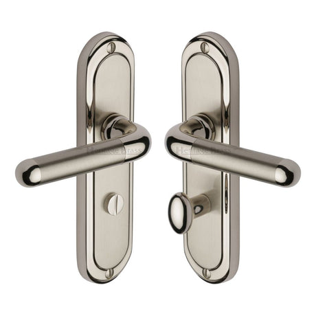 This is an image of a Heritage Brass - Door Handle for Bathroom Vienna Design Mercury Finish, vie3330-mc that is available to order from T.H Wiggans Ironmongery in Kendal.