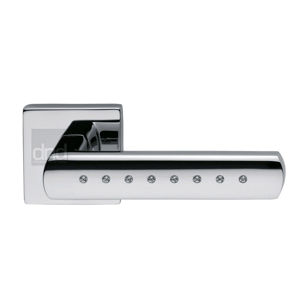 This is an image of a DND - Vita Door Handle on Square Rose Polished Chrome, vs18s-pc that is available to order from T.H Wiggans Ironmongery in Kendal.