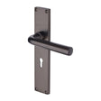 This is an image of a Heritage Brass - Octave Lever Lock Door Handle on 200mm Plate Matt Bronze finish, vt5900-mb that is available to order from T.H Wiggans Ironmongery in Kendal.