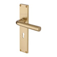 This is an image of a Heritage Brass - Octave Lever Lock Door Handle on 200mm Plate Satin Brass finish, vt5900-sb that is available to order from T.H Wiggans Ironmongery in Kendal.