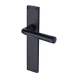 This is an image of a Heritage Brass - Octave Lever Latch Door Handle on 200mm Plate Matt Black finish, vt5910-bkmt that is available to order from T.H Wiggans Ironmongery in Kendal.