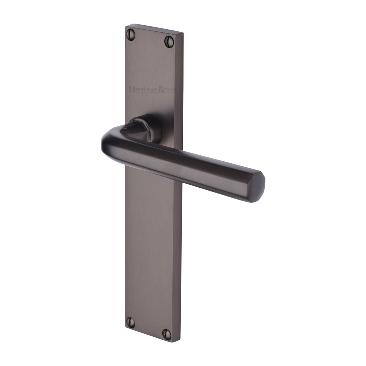 This is an image of a Heritage Brass - Octave Lever Latch Door Handle on 200mm Plate Matt Bronze finish, vt5910-mb that is available to order from T.H Wiggans Ironmongery in Kendal.