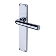 This is an image of a Heritage Brass - Octave Lever Latch Door Handle on 200mm Plate Polished Chrome finish, vt5910-pc that is available to order from T.H Wiggans Ironmongery in Kendal.