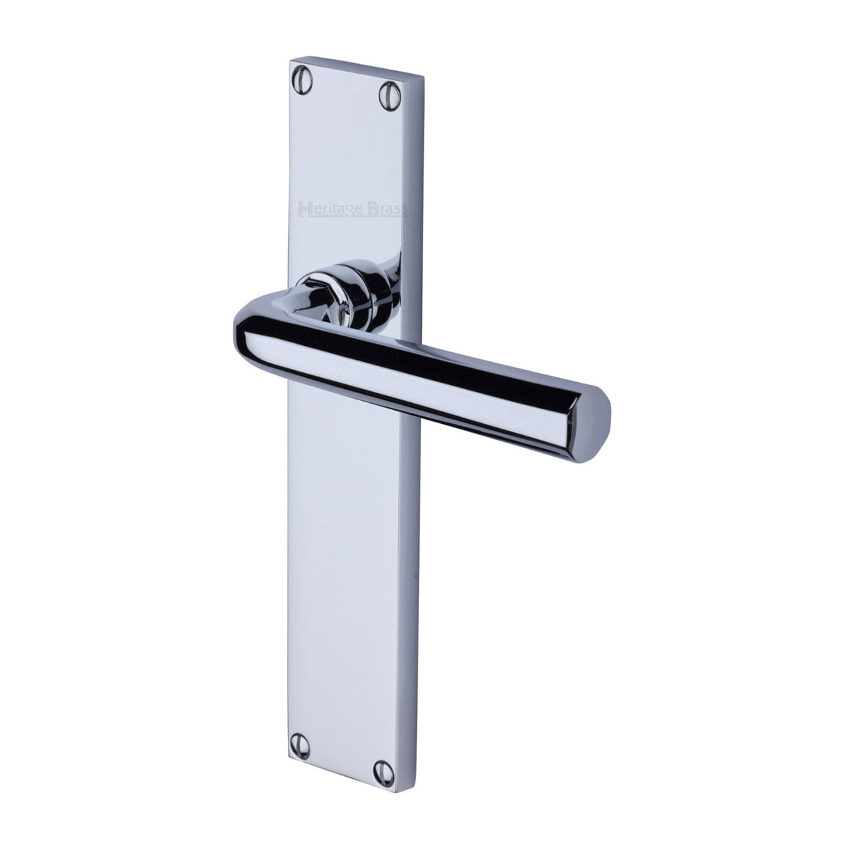 This is an image of a Heritage Brass - Octave Lever Latch Door Handle on 200mm Plate Polished Chrome finish, vt5910-pc that is available to order from T.H Wiggans Ironmongery in Kendal.