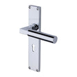 This is an image of a Heritage Brass - Bauhaus Lever Lock Door Handle on 200mm Plate Polished Chrome finish, vt6300-pc that is available to order from T.H Wiggans Ironmongery in Kendal.