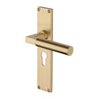 This is an image of a Heritage Brass - Bauhaus Euro Profile Door Handle on 200mm Plate Satin Brass finish, vt6348-sb that is available to order from T.H Wiggans Ironmongery in Kendal.