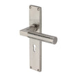 This is an image of a Heritage Brass - Bauhaus Hammered Lever Lock Door Handle on 200mm Plate Satin Nickel finish, vth4300-sn that is available to order from T.H Wiggans Ironmongery in Kendal.