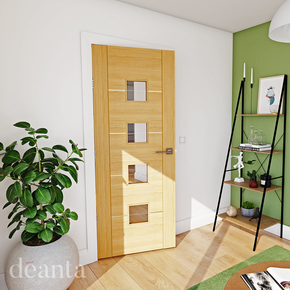 Deanta Valencia Prefinished Oak Clear Glazed Doors