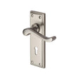 This is an image of a Heritage Brass - Door Handle Lever Lock Edwardian Design Satin Nickel Finish, w3200-sn that is available to order from T.H Wiggans Ironmongery in Kendal.