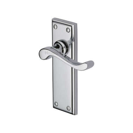 This is an image of a Heritage Brass - Door Handle Lever Latch Edwardian Design Polished Chrome Finish, w3213-pc that is available to order from T.H Wiggans Ironmongery in Kendal.