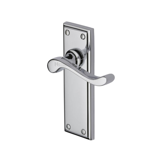 This is an image of a Heritage Brass - Door Handle Lever Latch Edwardian Design Polished Chrome Finish, w3213-pc that is available to order from T.H Wiggans Ironmongery in Kendal.