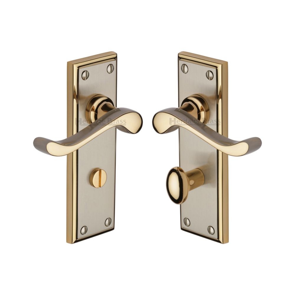 This is an image of a Heritage Brass - Door Handle for Bathroom Edwardian Design Jupiter Finish, w3220-jp that is available to order from T.H Wiggans Ironmongery in Kendal.
