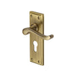 This is an image of a Heritage Brass - Door Handle for Euro Profile Plate Edwardian Design Antique Brass, w3227-48-at that is available to order from T.H Wiggans Ironmongery in Kendal.