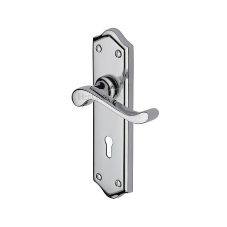 This is an image of a Heritage Brass - Door Handle Lever Lock Buckingham Design Polished Chrome Finish, w4200-pc that is available to order from T.H Wiggans Ironmongery in Kendal.
