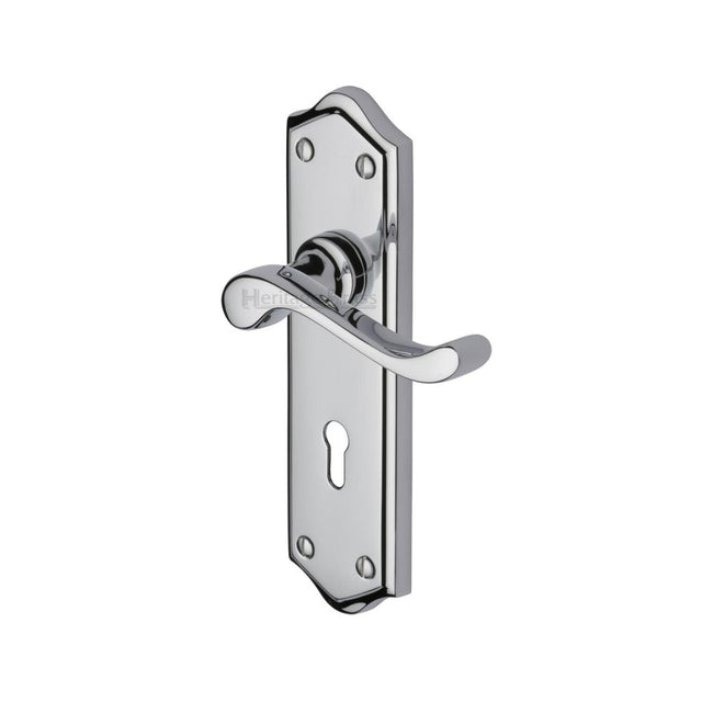 This is an image of a Heritage Brass - Door Handle Lever Lock Buckingham Design Polished Chrome Finish, w4200-pc that is available to order from T.H Wiggans Ironmongery in Kendal.
