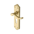 This is an image of a Heritage Brass - Door Handle for Euro Profile Plate Buckingham Design Satin Brass, w4248-sb that is available to order from T.H Wiggans Ironmongery in Kendal.
