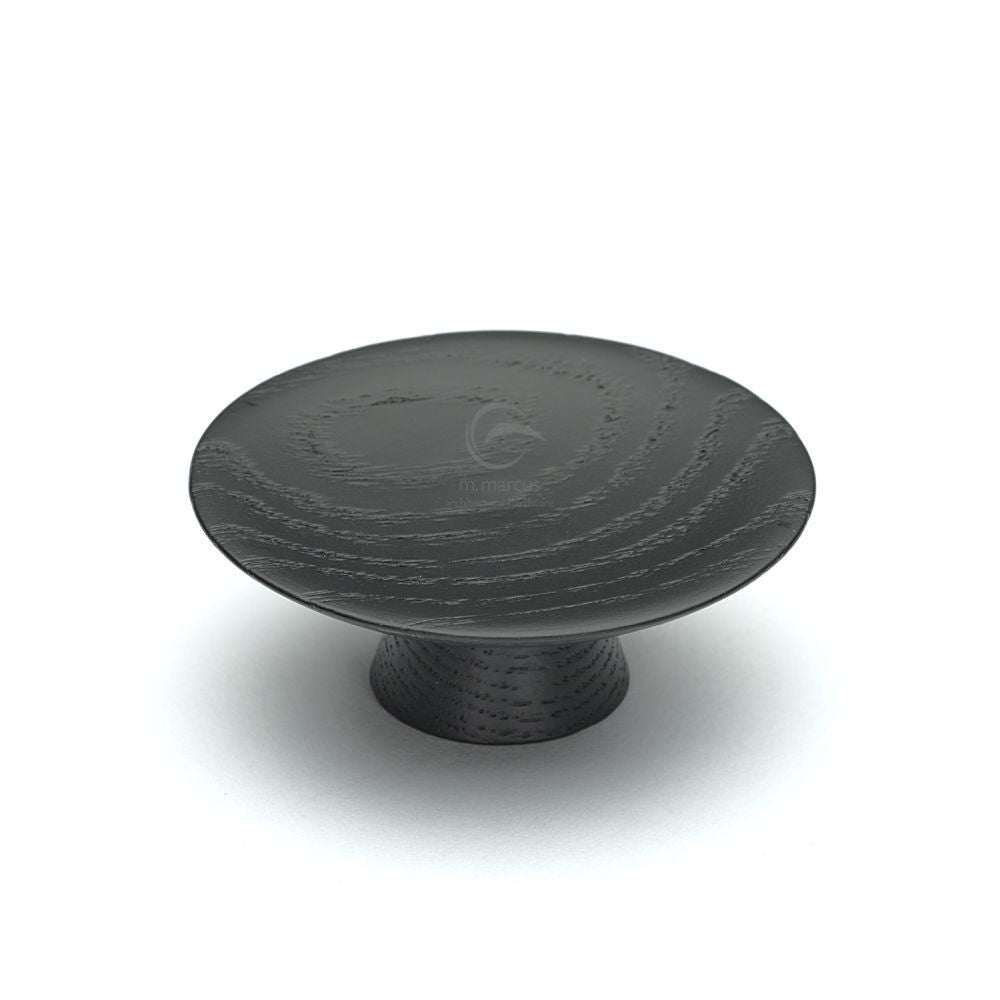 This is an image of a M.Marcus - Wooden Cabinet Knob Convex Design 50mm Black Ash Finish, w4343-50-ash that is available to order from T.H Wiggans Ironmongery in Kendal.