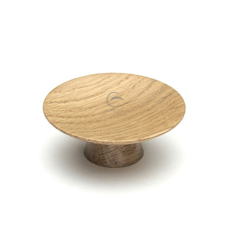 This is an image of a M.Marcus - Wooden Cabinet Knob Convex Design 50mm Oak Finish, w4343-50-oak that is available to order from T.H Wiggans Ironmongery in Kendal.