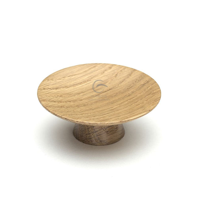 This is an image of a M.Marcus - Wooden Cabinet Knob Convex Design 50mm Oak Finish, w4343-50-oak that is available to order from T.H Wiggans Ironmongery in Kendal.