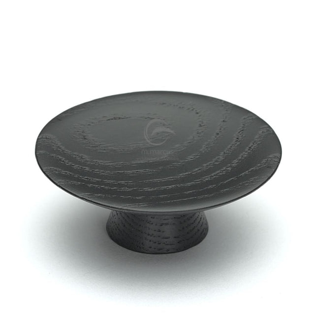 This is an image of a M.Marcus - Wooden Cabinet Knob Convex Design 65mm Black Ash Finish, w4343-65-ash that is available to order from T.H Wiggans Ironmongery in Kendal.