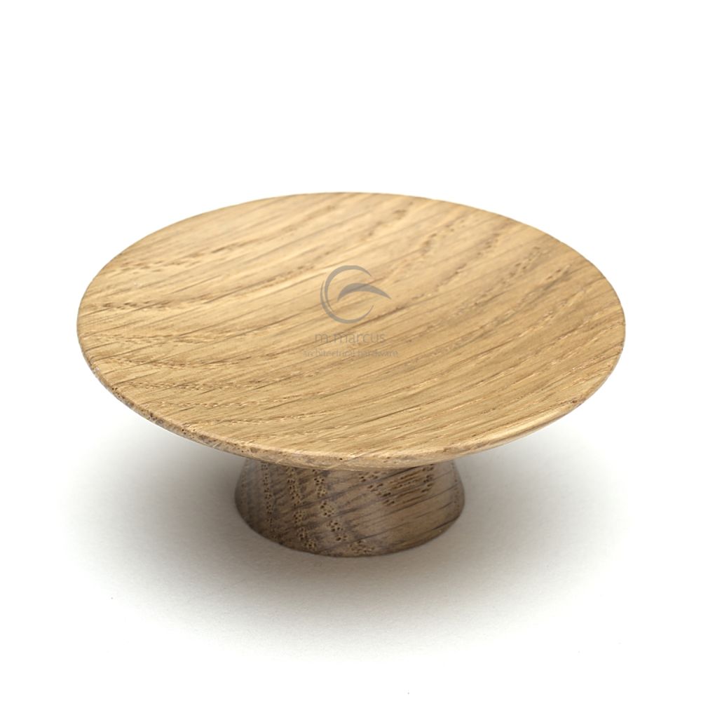 This is an image of a M.Marcus - Wooden Cabinet Knob Convex Design 65mm Oak Finish, w4343-65-oak that is available to order from T.H Wiggans Ironmongery in Kendal.