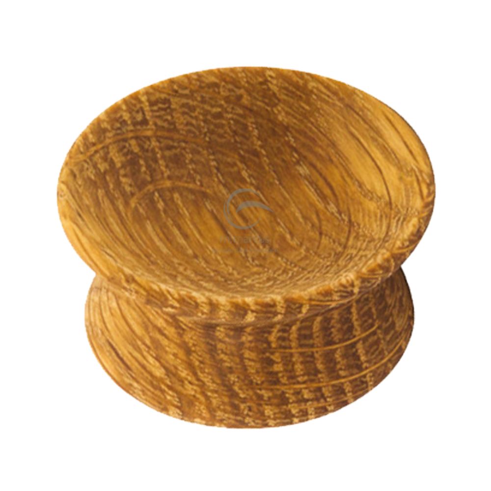 This is an image of a M.Marcus - Wooden Cabinet Knob Yoyo Design 65mm Oak Finish, w4415-65-oak that is available to order from T.H Wiggans Ironmongery in Kendal.