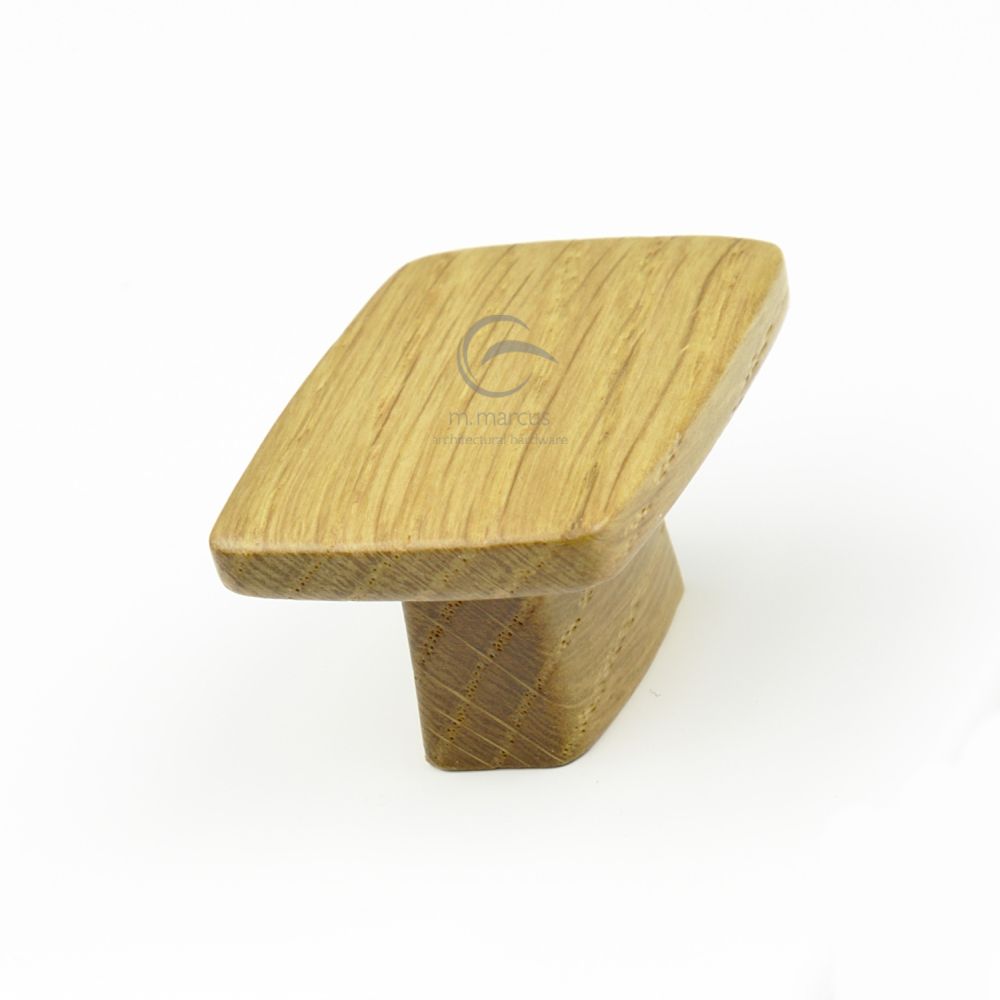 This is an image of a M.Marcus - Wooden Cabinet Knob Square Quattro Design 16mm Oak Finish, w4431-16-oak that is available to order from T.H Wiggans Ironmongery in Kendal.
