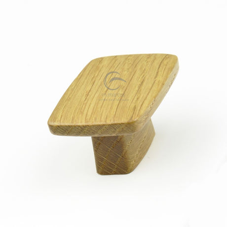 This is an image of a M.Marcus - Wooden Cabinet Knob Square Quattro Design 16mm Oak Finish, w4431-16-oak that is available to order from T.H Wiggans Ironmongery in Kendal.