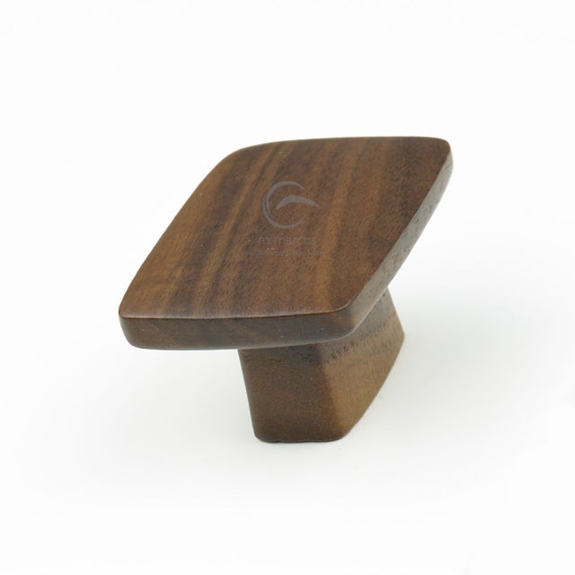 This is an image of a M.Marcus - Wooden Cabinet Knob Square Quattro Design 16mm Walnut Finish, w4431-16-wal that is available to order from T.H Wiggans Ironmongery in Kendal.
