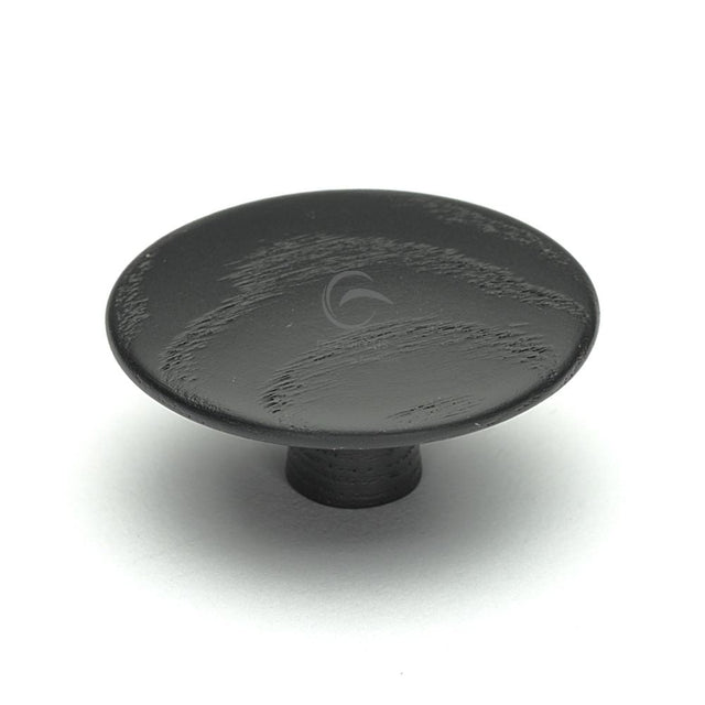 This is an image of a M.Marcus - Wooden Cabinet Knob Mushroom Design 48mm Black Ash Finish, w4466-48-ash that is available to order from T.H Wiggans Ironmongery in Kendal.