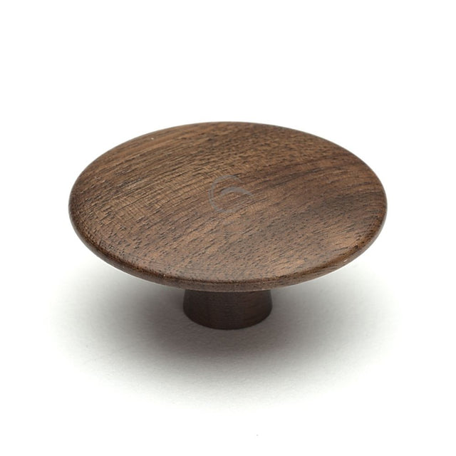 This is an image of a M.Marcus - Wooden Cabinet Knob Mushroom Design 48mm Walnut Finish, w4466-48-wal that is available to order from T.H Wiggans Ironmongery in Kendal.