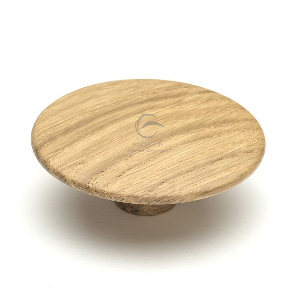 This is an image of a M.Marcus - Wooden Cabinet Knob Mushroom Design 64mm Oak Finish, w4466-64-oak that is available to order from T.H Wiggans Ironmongery in Kendal.