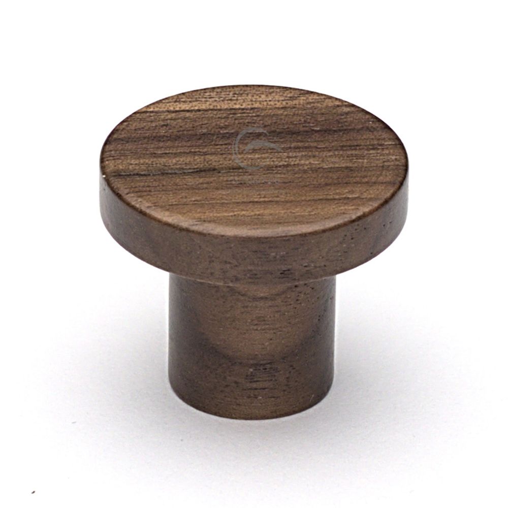 This is an image of a M.Marcus - Wooden Cabinet Knob Round Circum Design 33mm Walnut Finish, w4470-33-wal that is available to order from T.H Wiggans Ironmongery in Kendal.