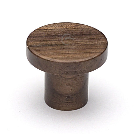 This is an image of a M.Marcus - Wooden Cabinet Knob Round Circum Design 33mm Walnut Finish, w4470-33-wal that is available to order from T.H Wiggans Ironmongery in Kendal.