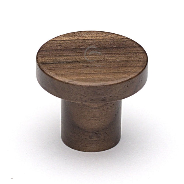 This is an image of a M.Marcus - Wooden Cabinet Knob Round Circum Design 33mm Walnut Finish, w4470-33-wal that is available to order from T.H Wiggans Ironmongery in Kendal.
