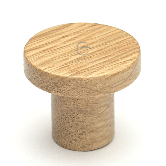 This is an image of a M.Marcus - Wooden Cabinet Knob Round Circum Design 48mm Oak Finish, w4470-48-oak that is available to order from T.H Wiggans Ironmongery in Kendal.