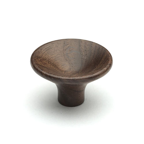 This is an image of a M.Marcus - Wooden Cabinet Knob Trumpet Design 38mm Walnut Finish, w4491-38-wal that is available to order from T.H Wiggans Ironmongery in Kendal.