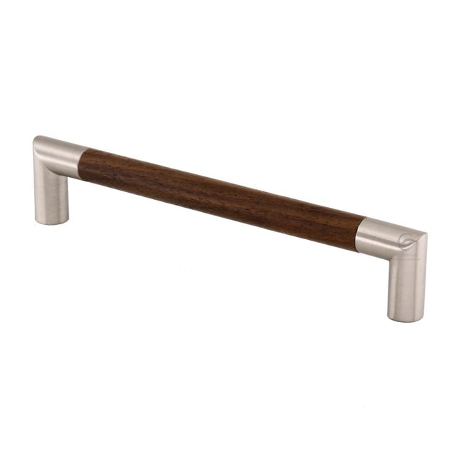 This is an image of a M.Marcus - Wooden Cabinet Pull Handle Angle Design 192mm Walnut Finish, w7623-192-wal that is available to order from T.H Wiggans Ironmongery in Kendal.