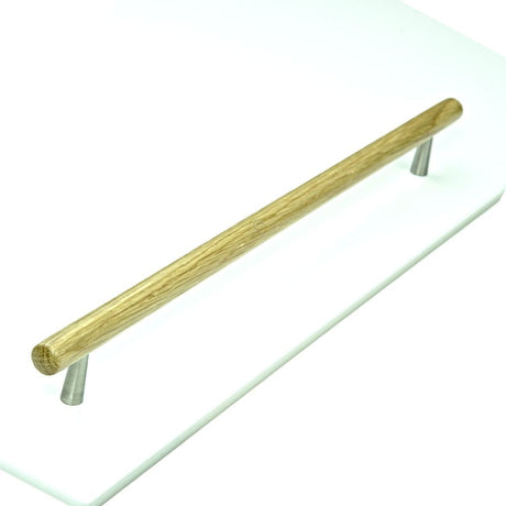 This is an image of a M.Marcus - Wooden Cabinet Pull Handle T-Bar Tilaa Design 320mm Oak Finish, w7763-320-oak that is available to order from T.H Wiggans Ironmongery in Kendal.