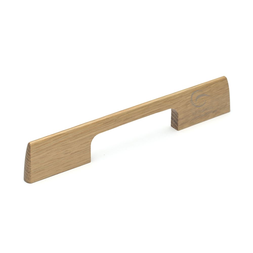 This is an image of a M.Marcus - Wooden Cabinet Pull Handle Slim Aero Design 160mm Oak Finish, w7791-160-oak that is available to order from T.H Wiggans Ironmongery in Kendal.