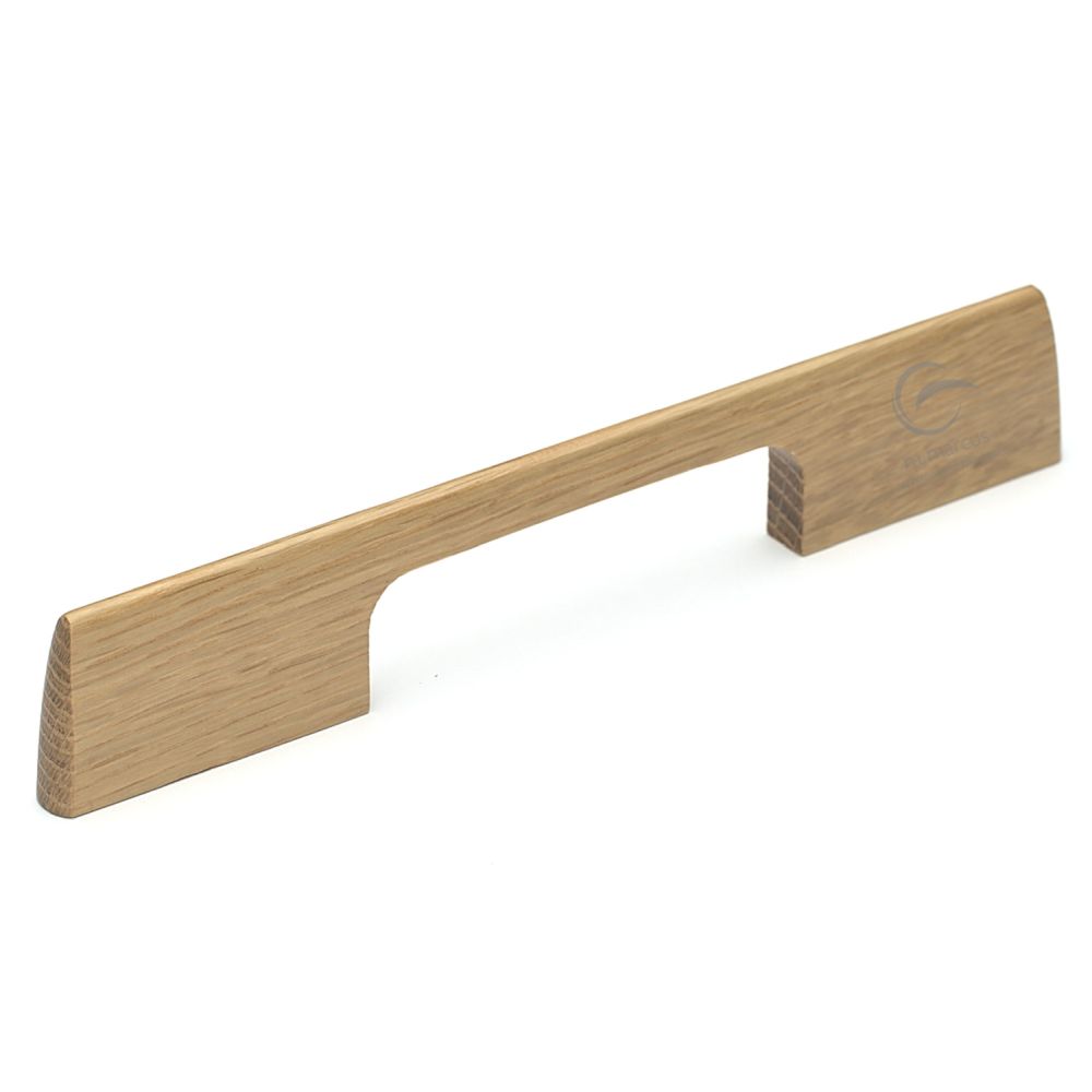 This is an image of a M.Marcus - Wooden Cabinet Pull Handle Slim Aero Design 224mm Oak Finish, w7791-224-oak that is available to order from T.H Wiggans Ironmongery in Kendal.