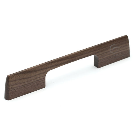 This is an image of a M.Marcus - Wooden Cabinet Pull Handle Slim Aero Design 224mm Walnut Finish, w7791-224-wal that is available to order from T.H Wiggans Ironmongery in Kendal.