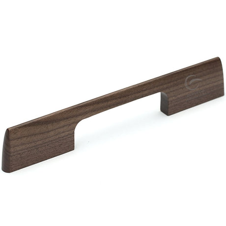 This is an image of a M.Marcus - Wooden Cabinet Pull Handle Slim Aero Design 320mm Walnut Finish, w7791-320-wal that is available to order from T.H Wiggans Ironmongery in Kendal.