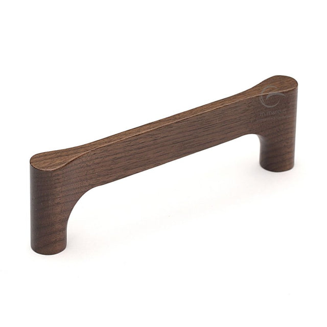This is an image of a M.Marcus - Wooden Cabinet Pull Handle Gio Design 160mm Walnut Finish, w7827-160-wal that is available to order from T.H Wiggans Ironmongery in Kendal.