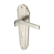 This is an image of a Heritage Brass - Door Handle Lever Lock Waldorf Design Satin Nickel Finish, wal6500-sn that is available to order from T.H Wiggans Ironmongery in Kendal.
