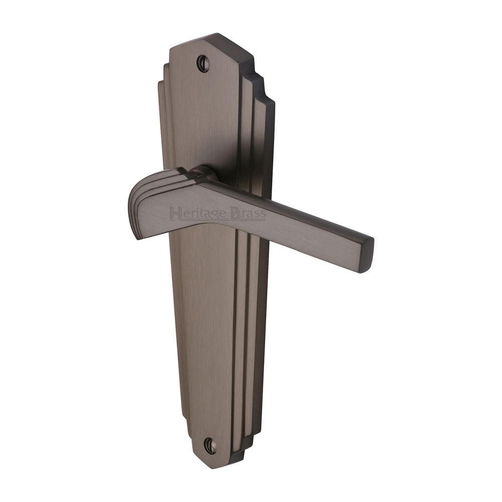 This is an image of a Heritage Brass - Door Handle Lever Latch Waldorf Design Matt Bronze Finish, wal6510-mb that is available to order from T.H Wiggans Ironmongery in Kendal.
