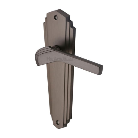 This is an image of a Heritage Brass - Door Handle Lever Latch Waldorf Design Matt Bronze Finish, wal6510-mb that is available to order from T.H Wiggans Ironmongery in Kendal.
