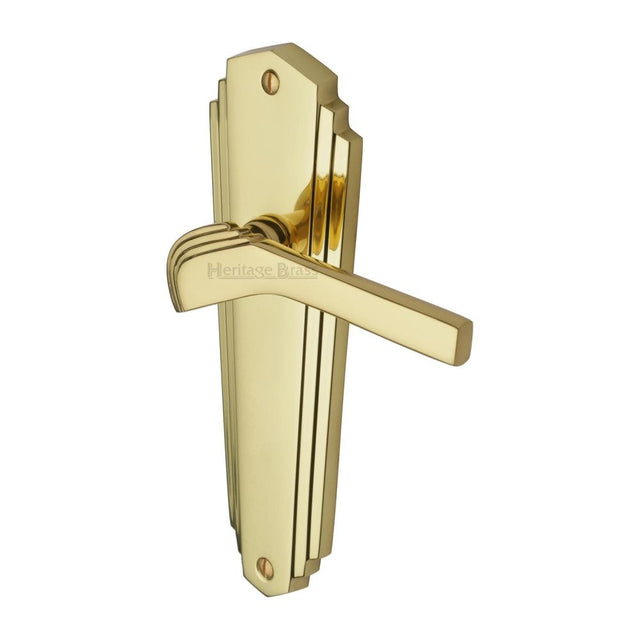 This is an image of a Heritage Brass - Door Handle Lever Latch Waldorf Design Polished Brass Finish, wal6510-pb that is available to order from T.H Wiggans Ironmongery in Kendal.