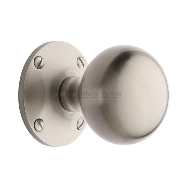 This is an image of a Heritage Brass - Mortice Knob Westminster Design Satin Nickel Finish, wes970-sn that is available to order from T.H Wiggans Ironmongery in Kendal.
